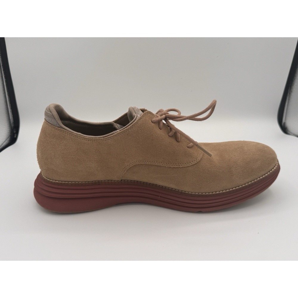 Cole Haan Original Grand Mens 11.5 M Tan Suede Oxford Shoes  Brick Red Sole - Picture 12 of 13